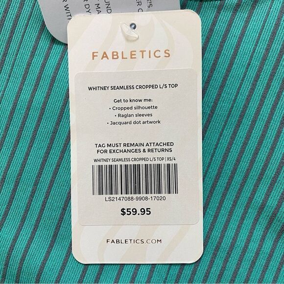 Fabletics Whitney Seamless Crop Top Gym Workout Teal Aqua Gray - Picture 4 of 10
